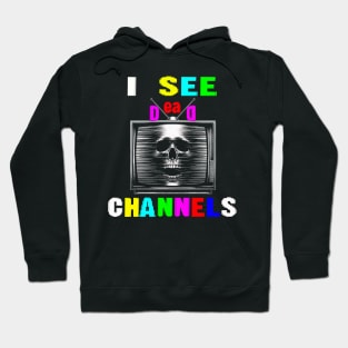 Macabre Vintage Screen TV Skull Hoodie